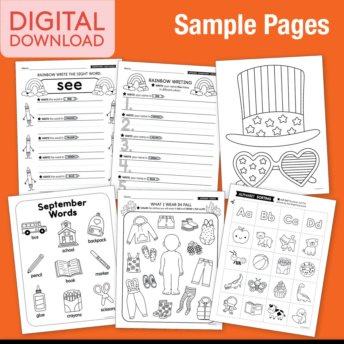 Printable Kindergarten September Thematic Unit Bundle