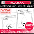 Load image into Gallery viewer, Preschool September Directed Drawing Worksheets
