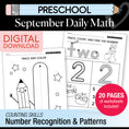 Load image into Gallery viewer, Preschool September Daily Math Worksheets
