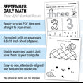 Load image into Gallery viewer, Preschool September Daily Math Worksheets
