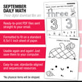 Load image into Gallery viewer, Preschool September Daily Math Worksheets
