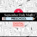 Load image into Gallery viewer, Preschool September Daily Math Worksheets
