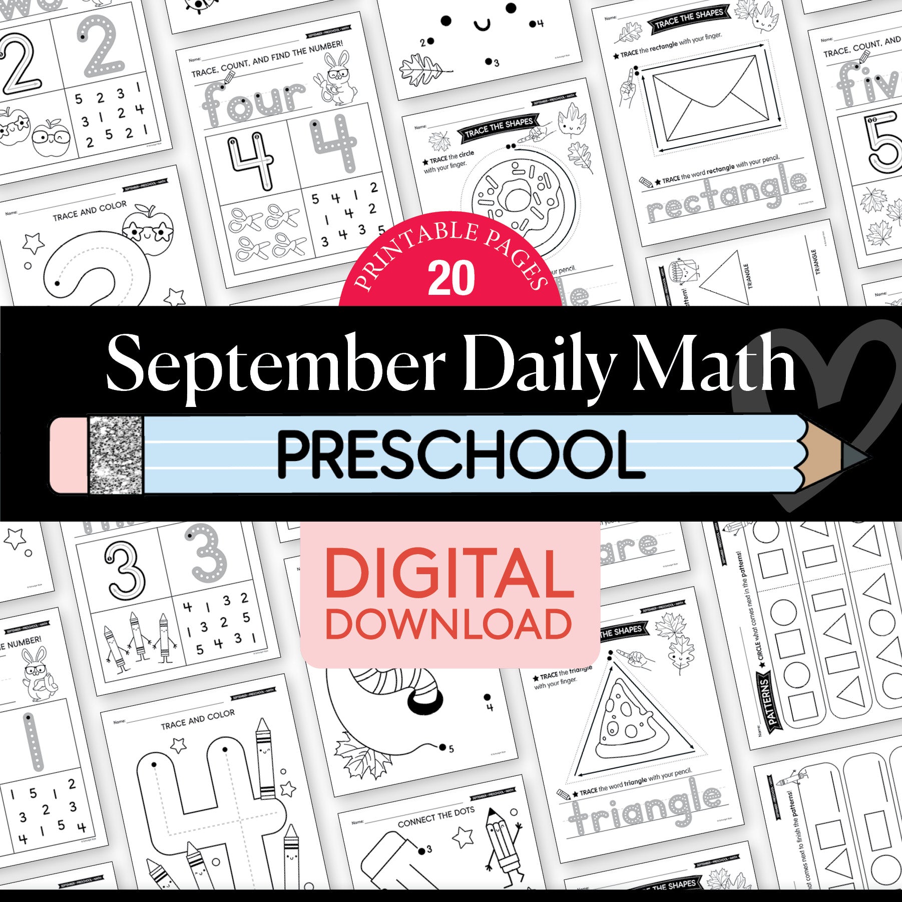 Preschool September Daily Math Worksheets