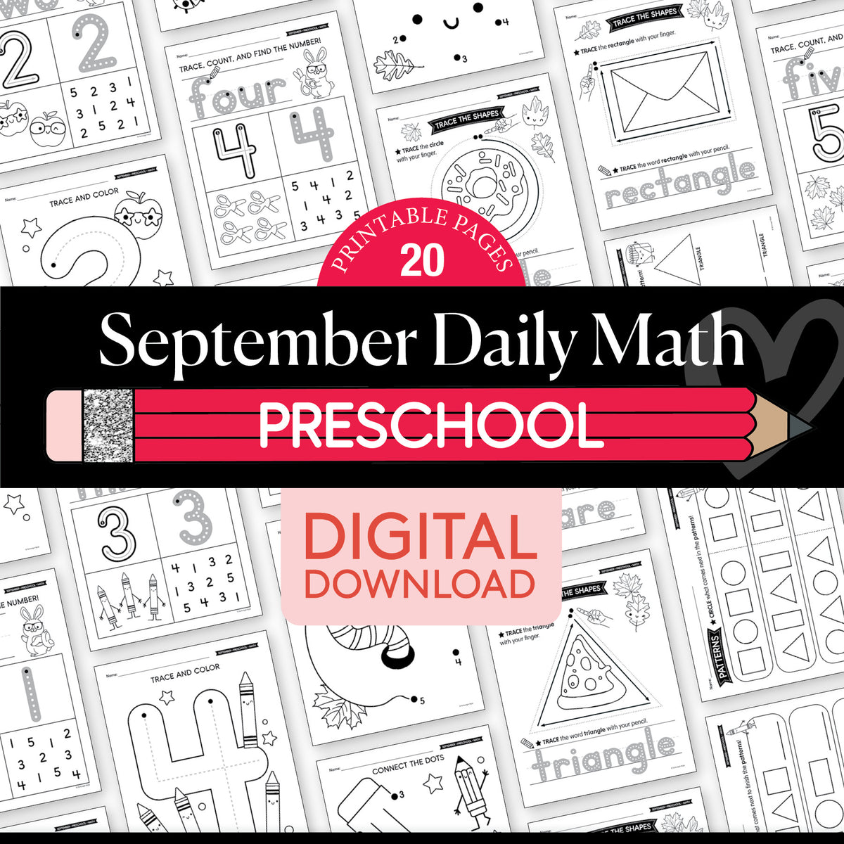 Preschool September Daily Math Worksheets