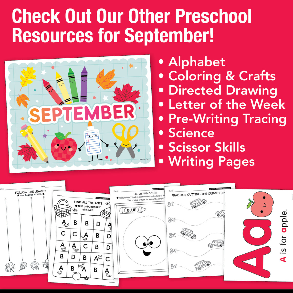 Preschool September Daily Math Worksheets