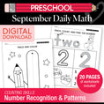 Load image into Gallery viewer, Preschool September Daily Math Worksheets
