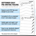 Load image into Gallery viewer, Preschool September Pre-Writing Tracing Worksheets
