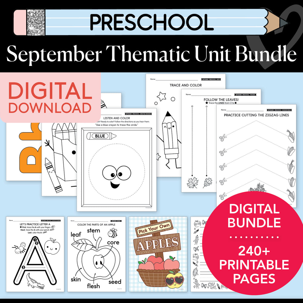 Printable Preschool September Thematic Unit Bundle