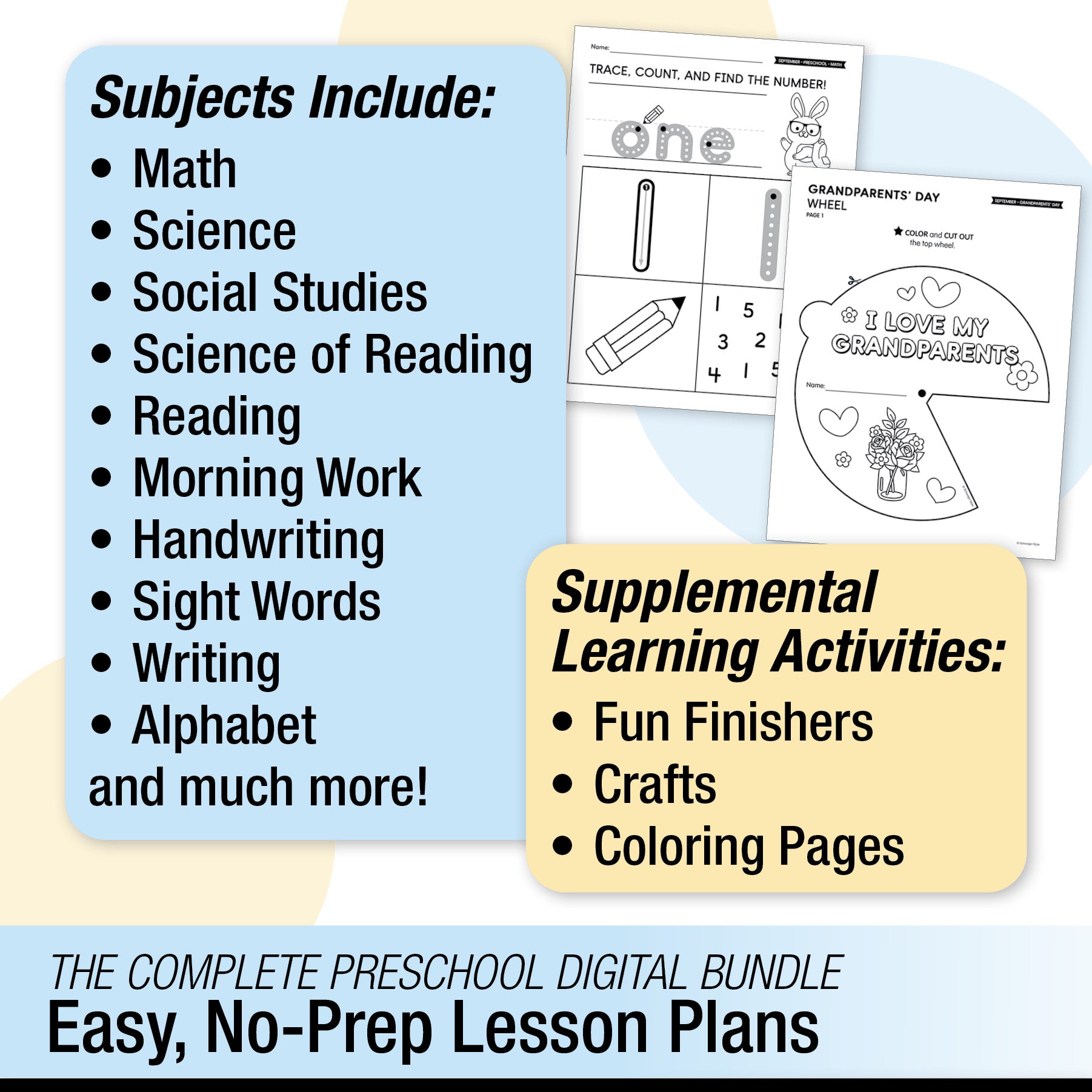 Printable Preschool September Thematic Unit Bundle