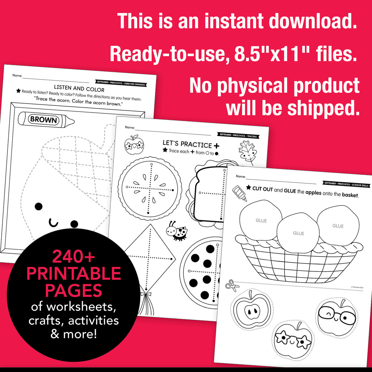 Printable Preschool September Thematic Unit Bundle