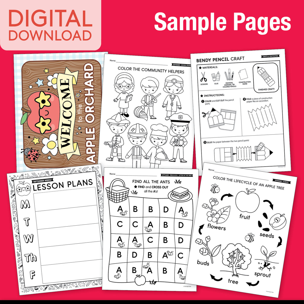 Printable Preschool September Thematic Unit Bundle