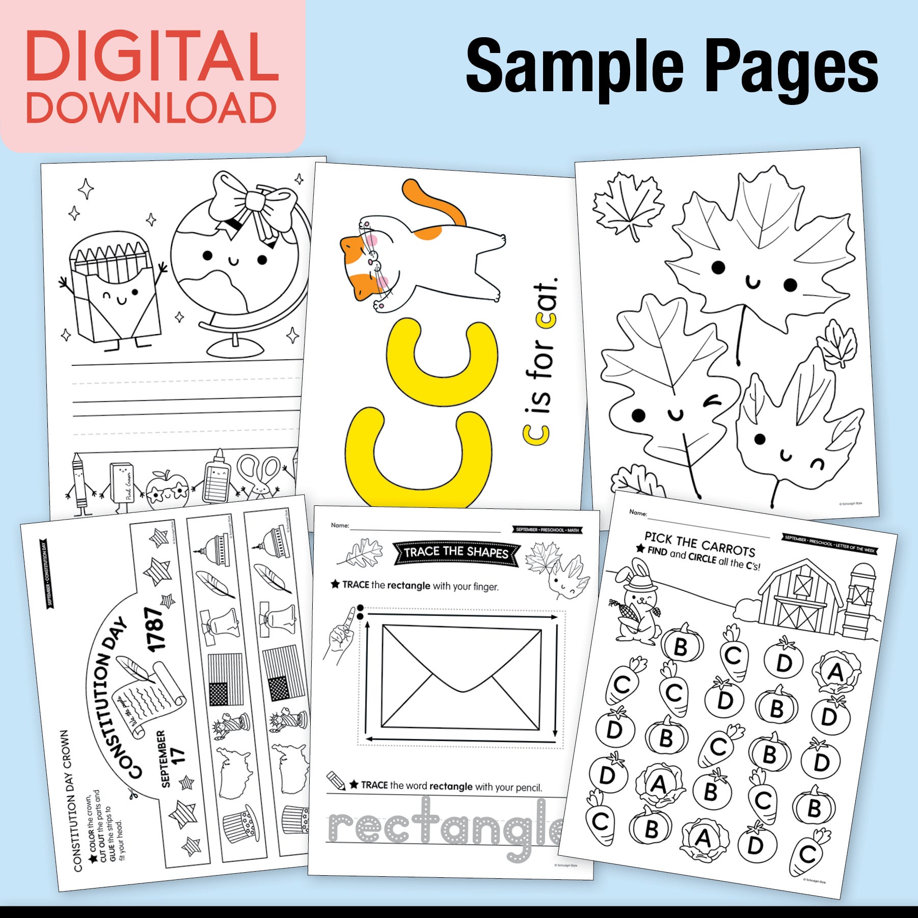 Printable Preschool September Thematic Unit Bundle