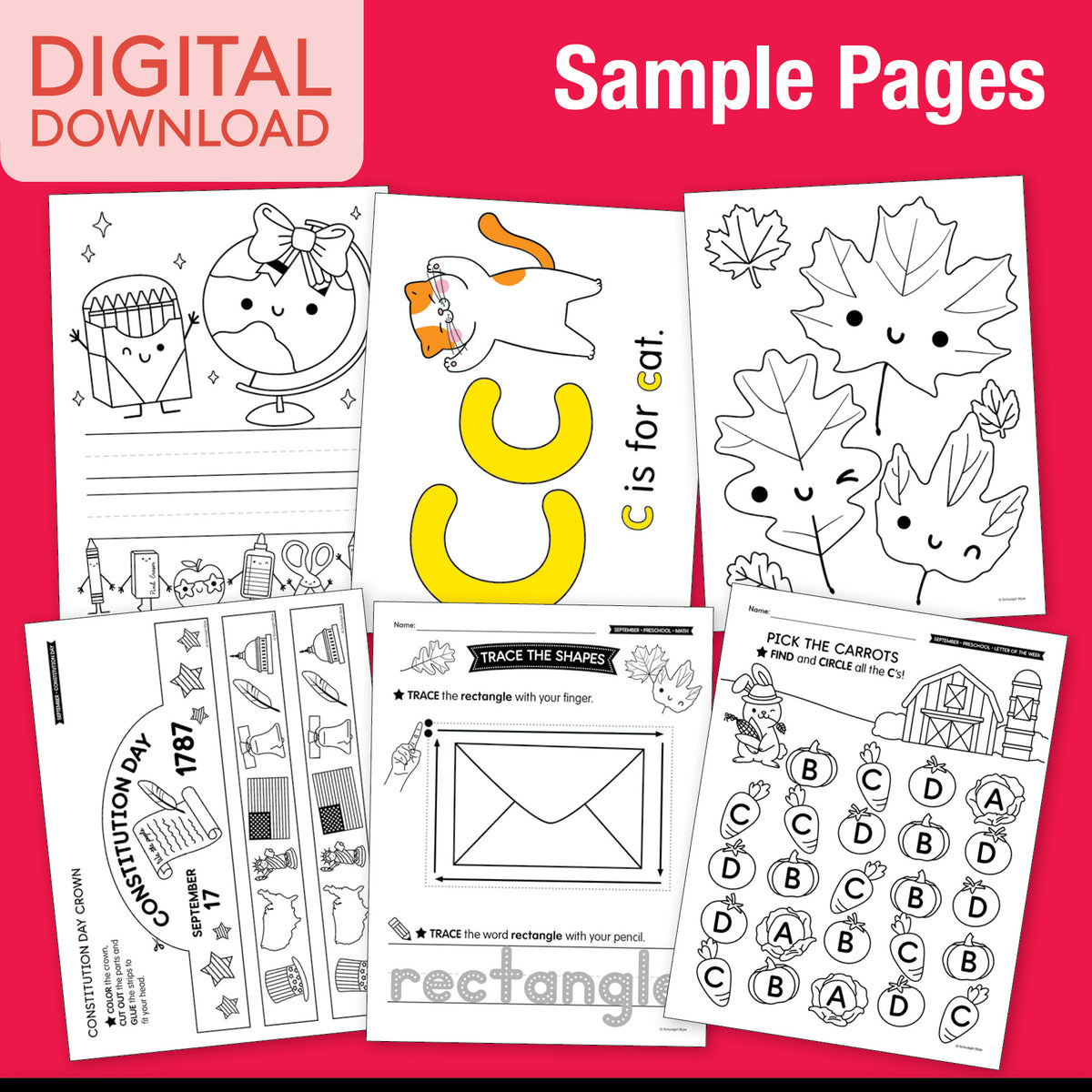 Printable Preschool September Thematic Unit Bundle