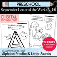 Load image into Gallery viewer, Printable Preschool September Letter of the Week (A-D)
