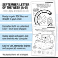 Load image into Gallery viewer, Printable Preschool September Letter of the Week (A-D)
