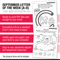 Load image into Gallery viewer, Printable Preschool September Letter of the Week (A-D)
