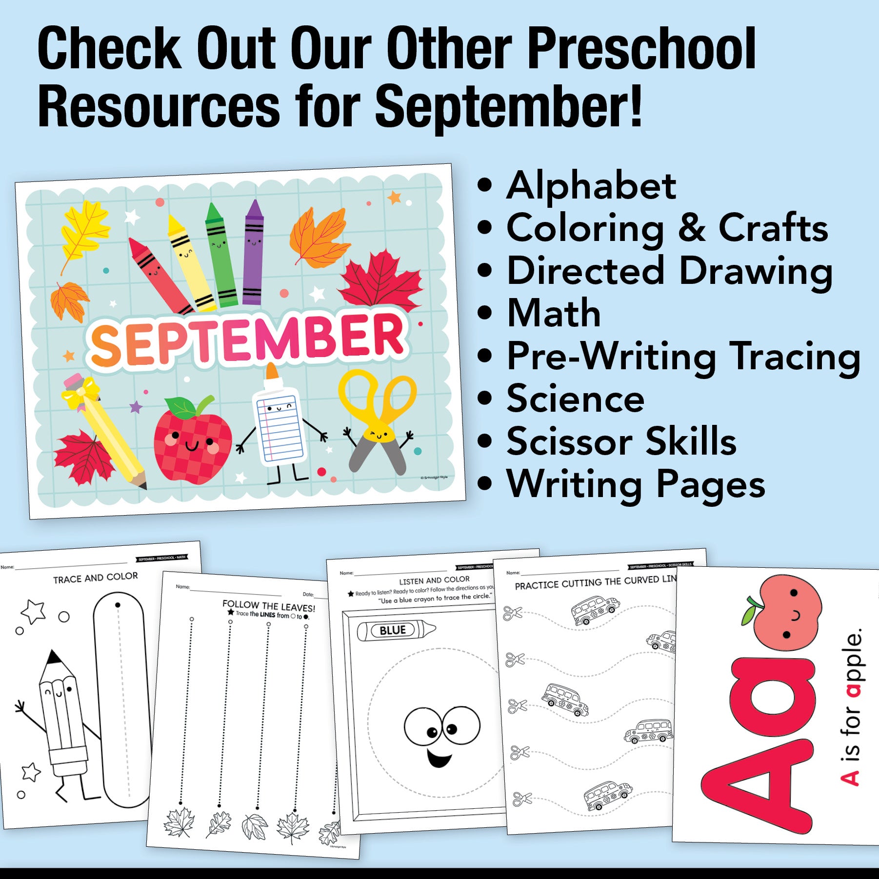 Printable Preschool September Letter of the Week (A-D)