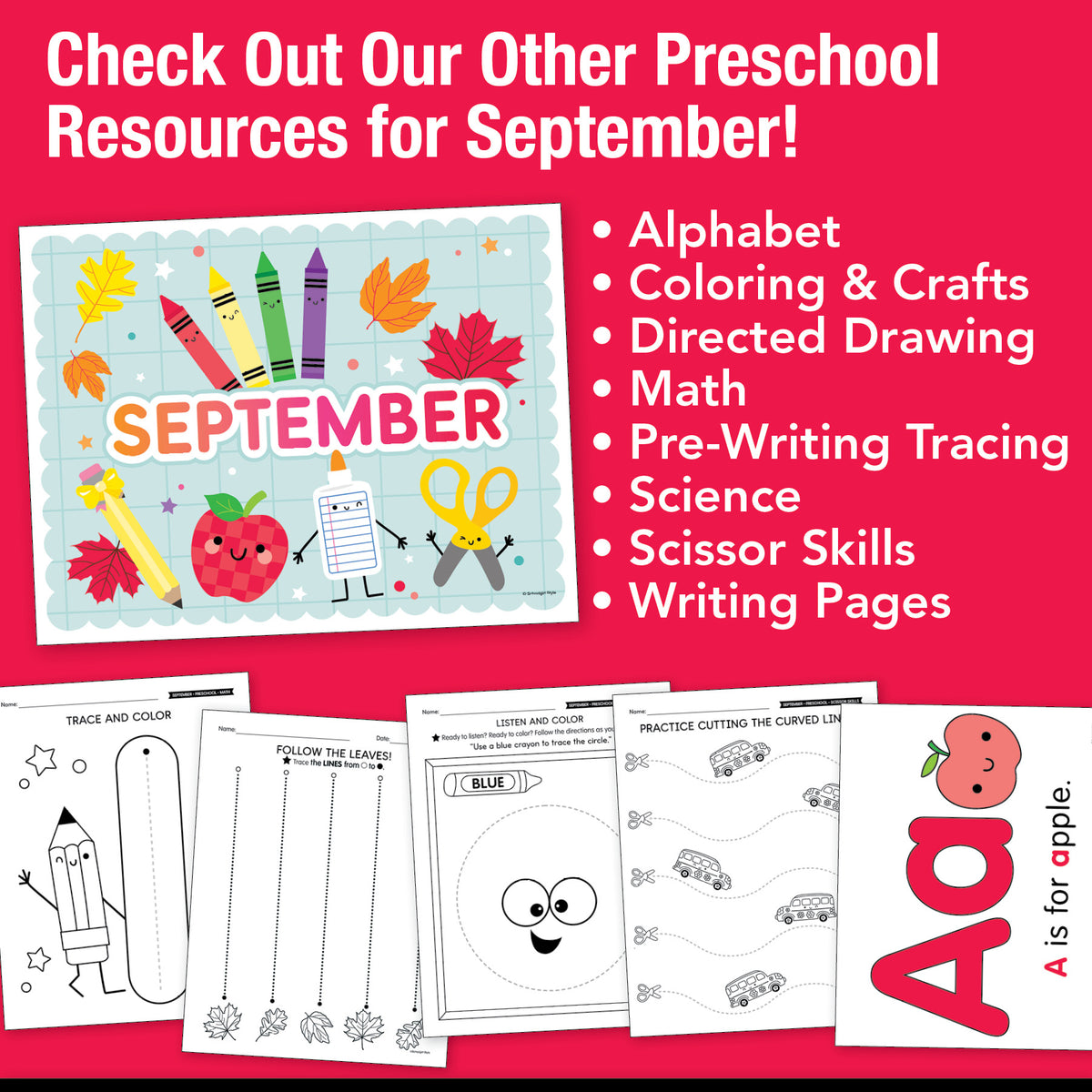 Printable Preschool September Letter of the Week (A-D)