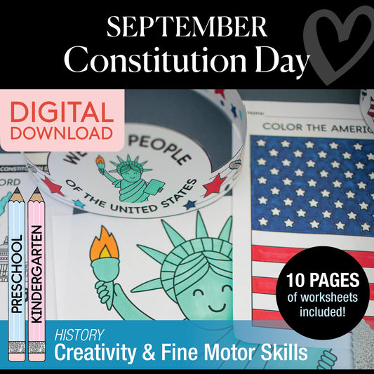 Printable Preschool & Kindergarten Constitution Day Worksheets, Activities, & Coloring Pages