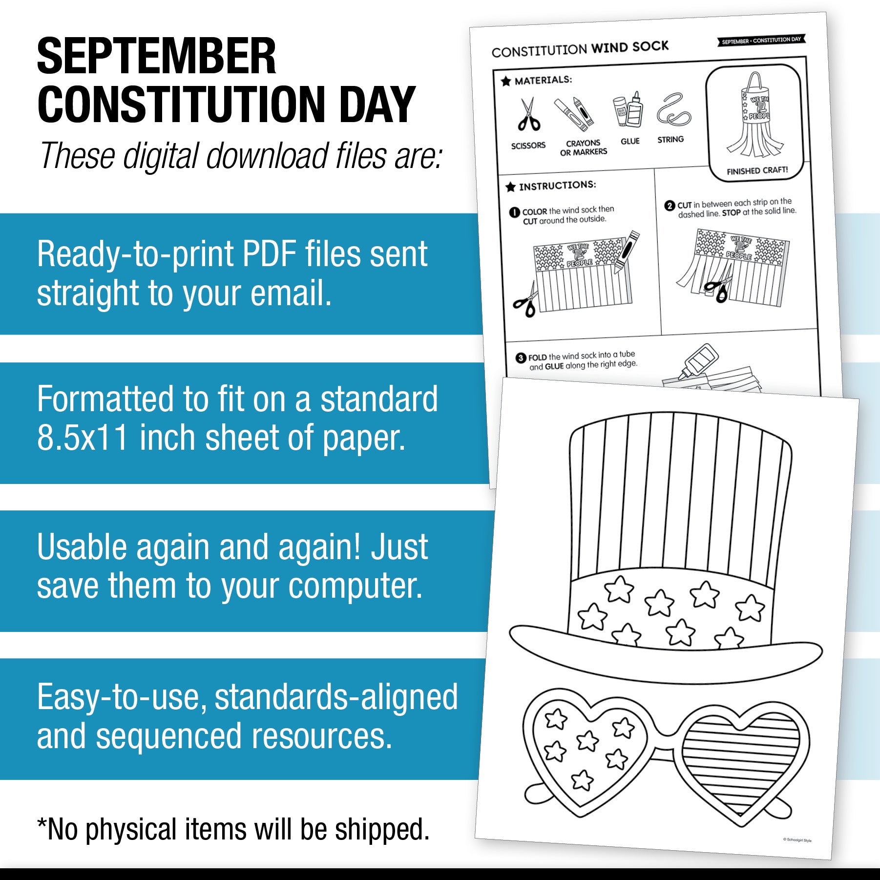 Printable Preschool & Kindergarten Constitution Day Worksheets, Activities, & Coloring Pages