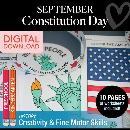 Printable Preschool & Kindergarten Constitution Day Worksheets, Activities, & Coloring Pages