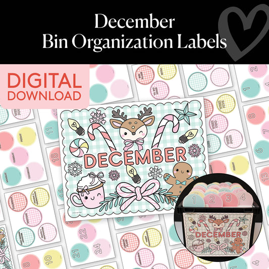 Printable December Bin Organization Labels