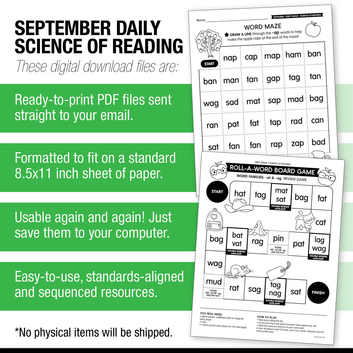 First Grade September Daily Science of Reading