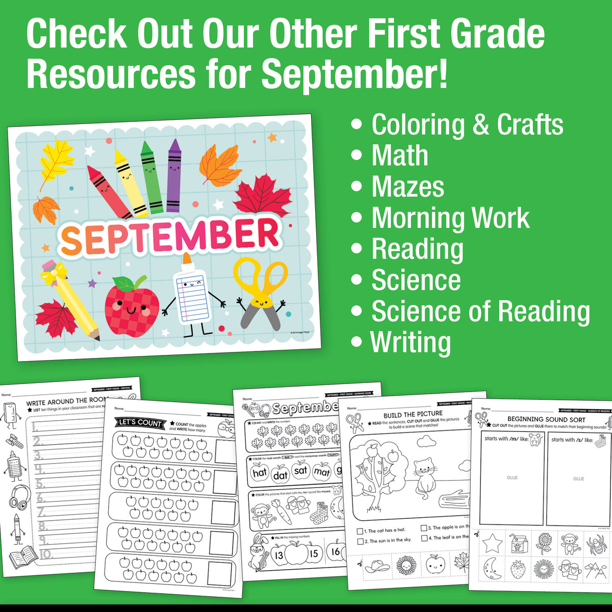 First Grade September Daily Sight Words
