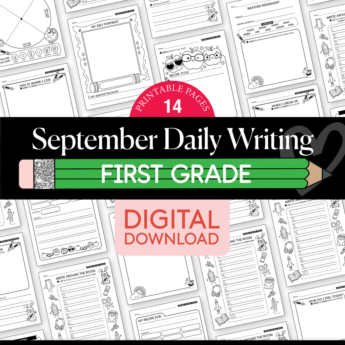 First Grade September Daily Writing Worksheets