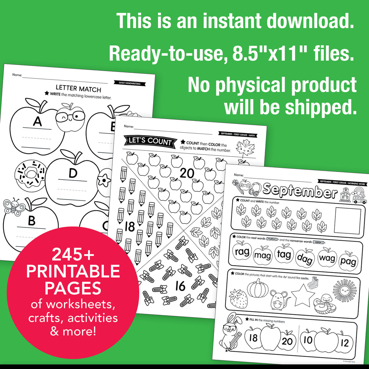 First Grade September Thematic Unit Bundle