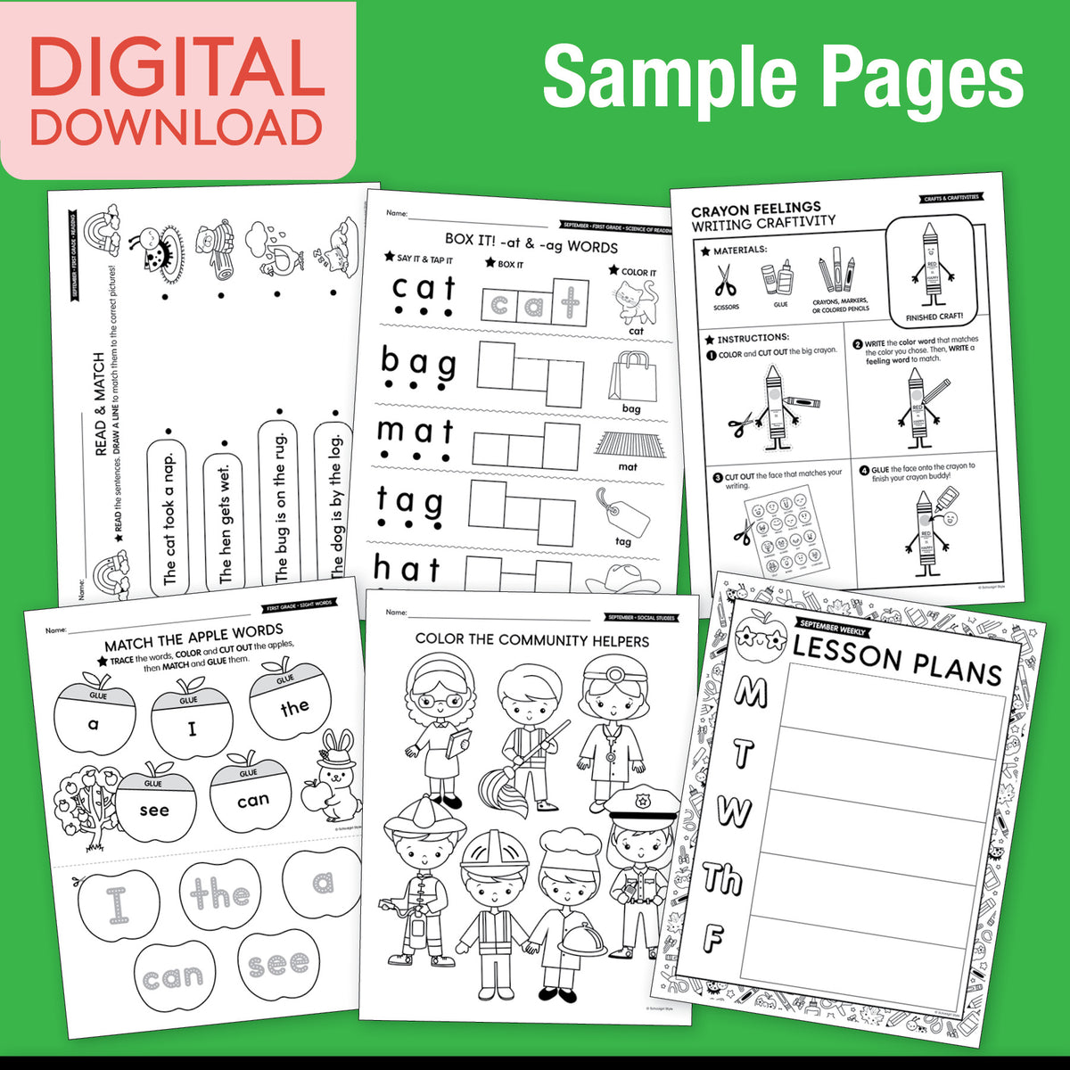 First Grade September Thematic Unit Bundle