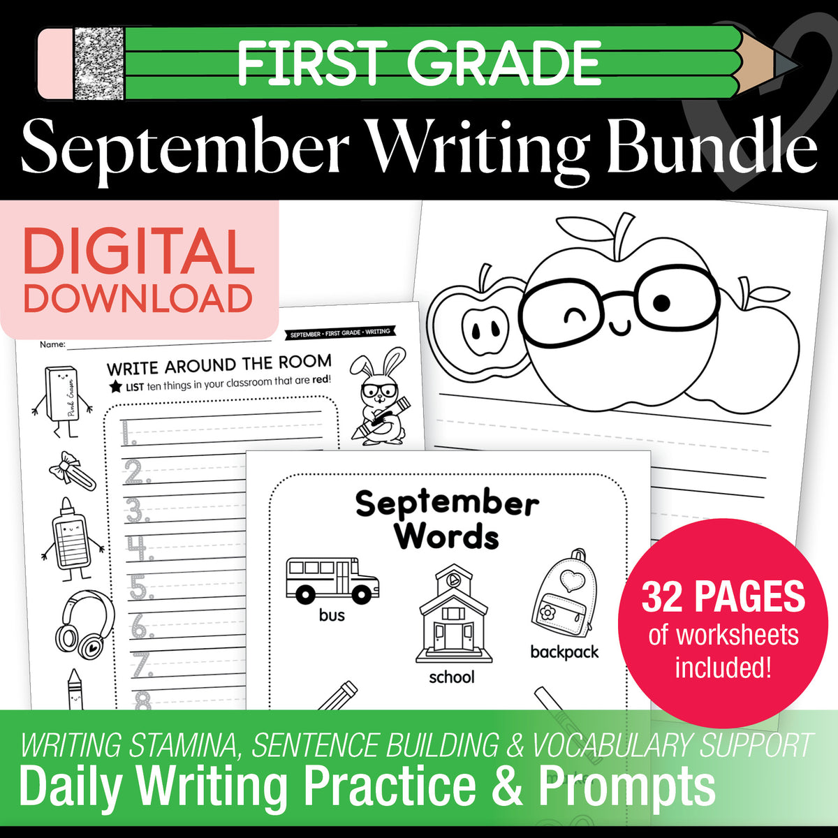 First Grade September Writing Bundle