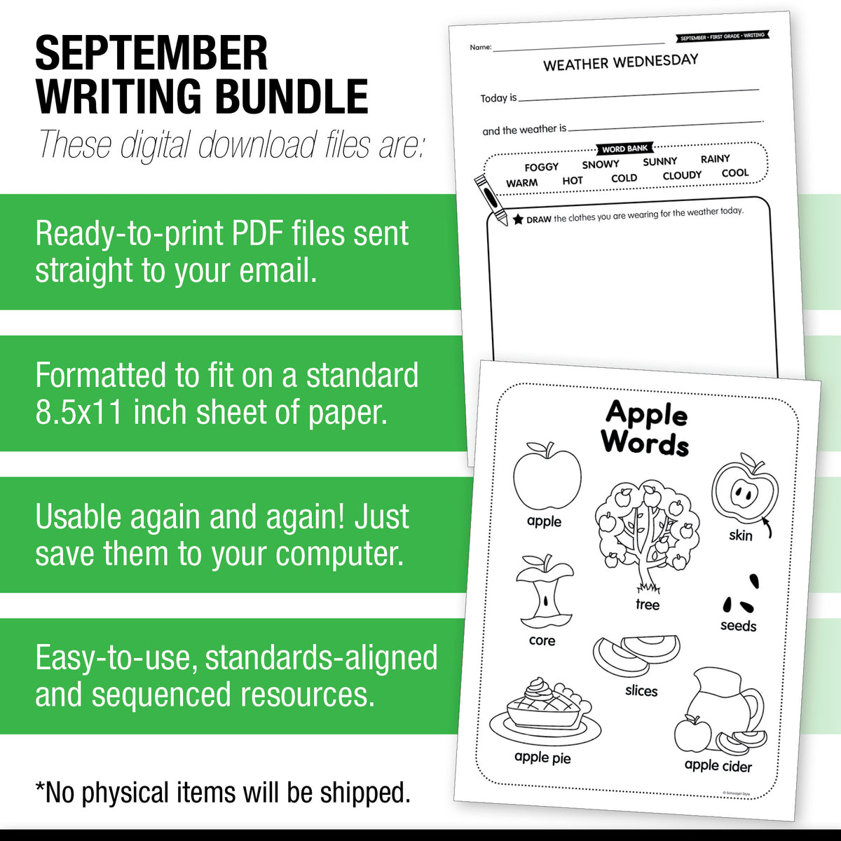 First Grade September Writing Bundle