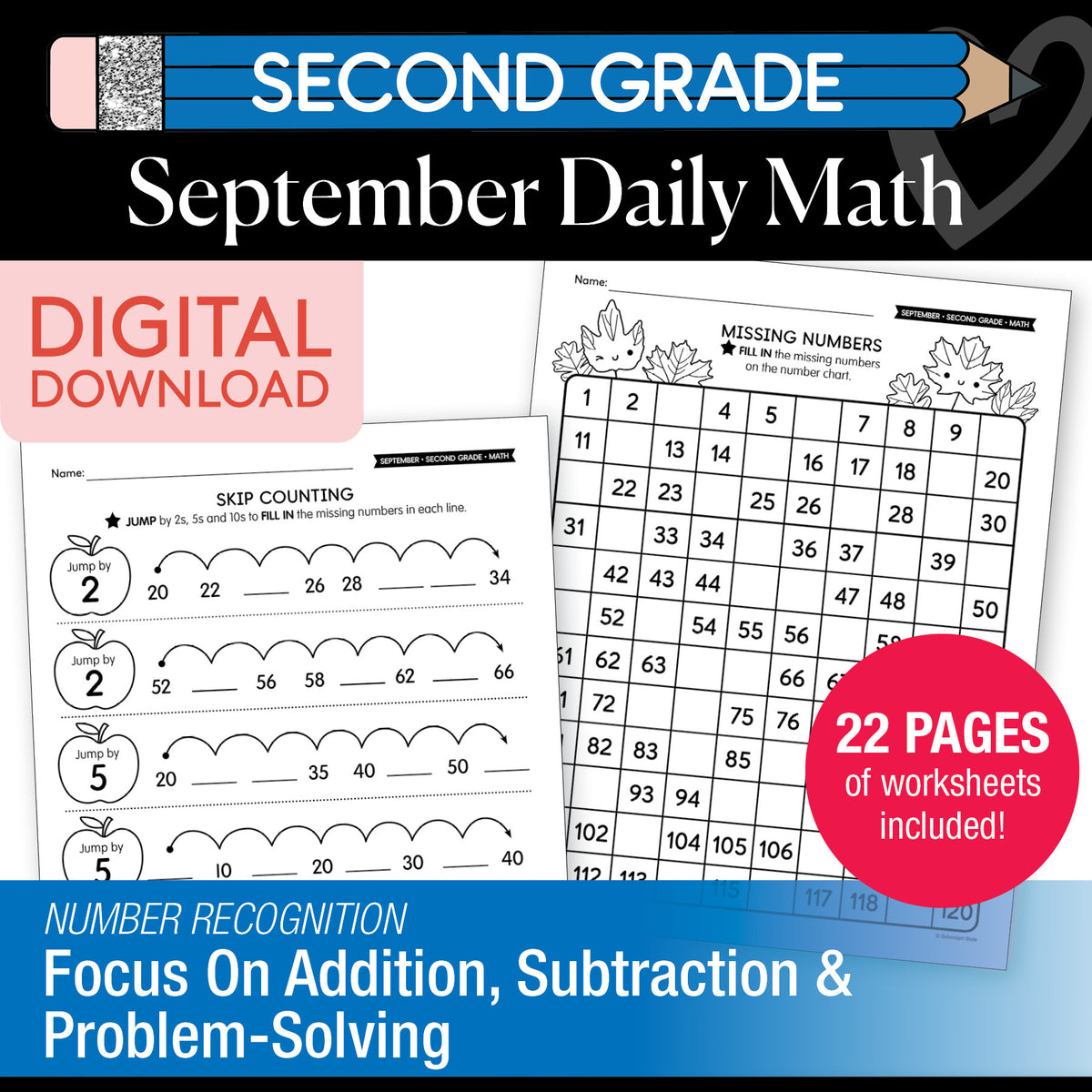 Second Grade September Daily Math Worksheets