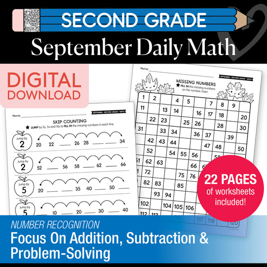 Second Grade September Daily Math Worksheets