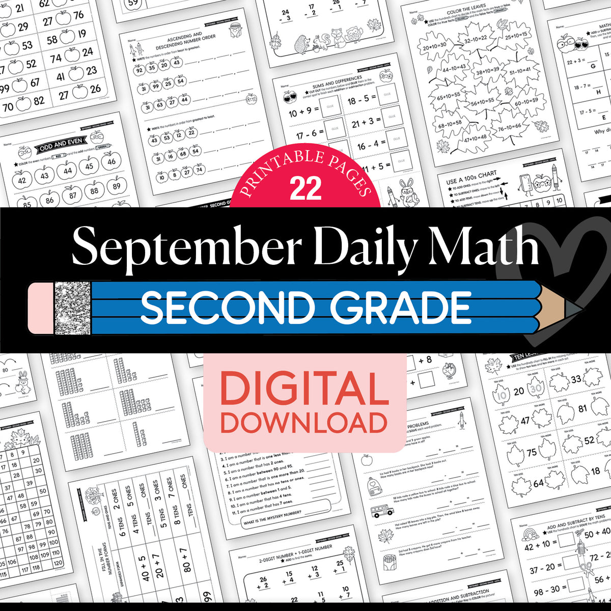 Second Grade September Daily Math Worksheets
