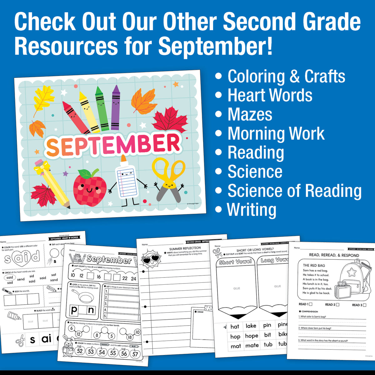 Second Grade September Daily Math Worksheets