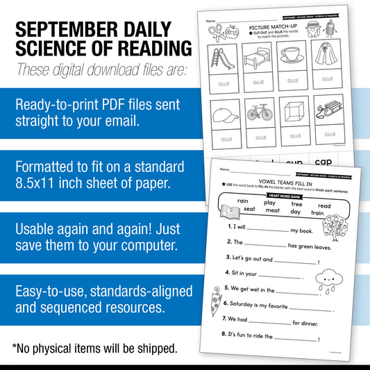 Second Grade September Daily Science of Reading