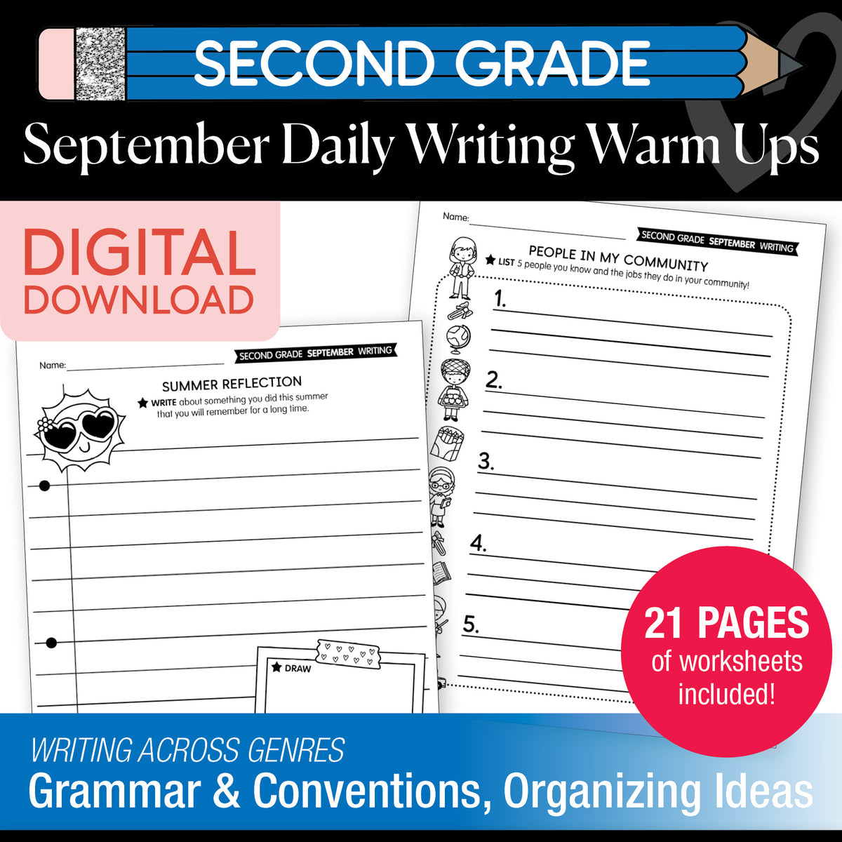 Second Grade September Daily Writing