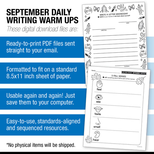 Second Grade September Daily Writing