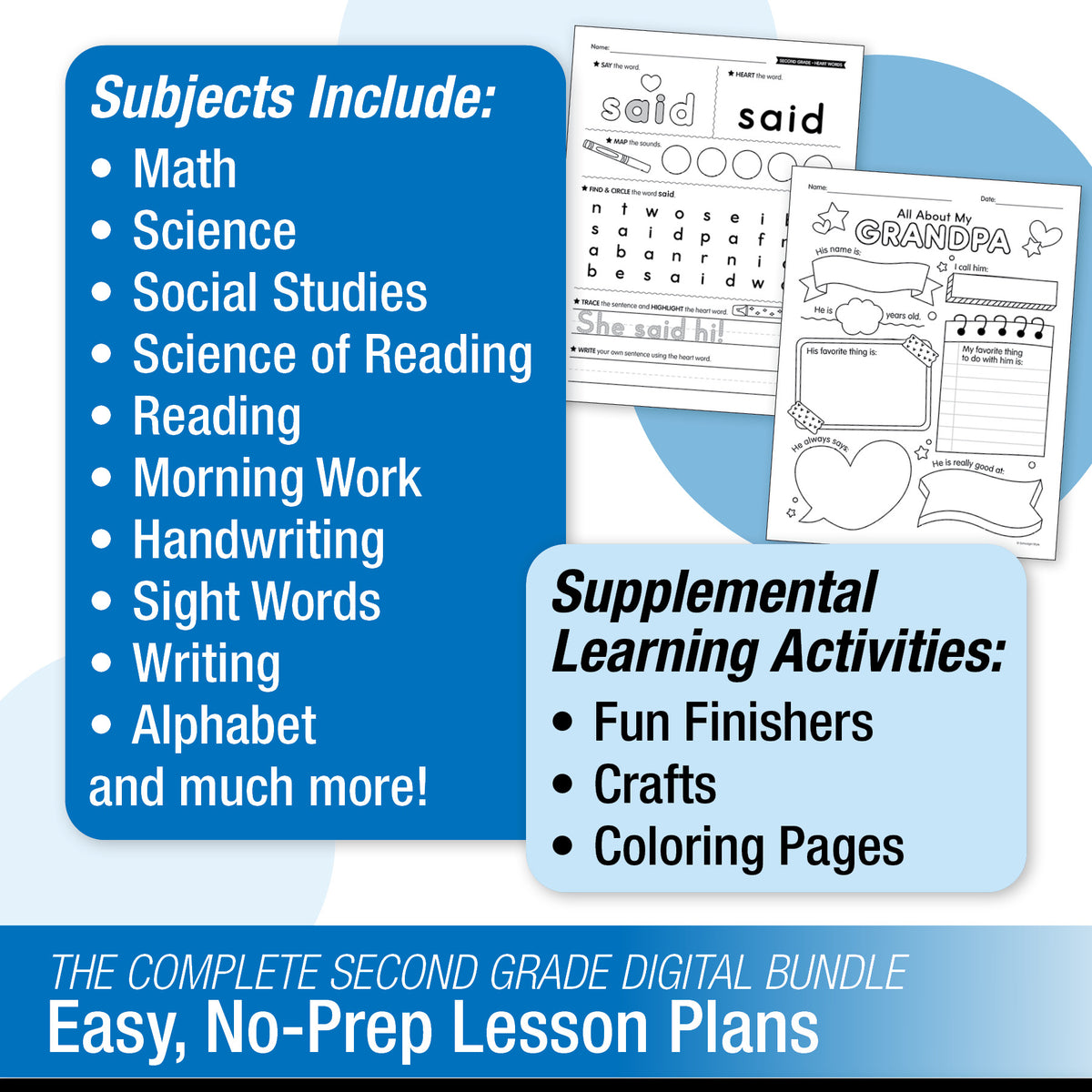 Printable Second Grade September Thematic Unit Bundle
