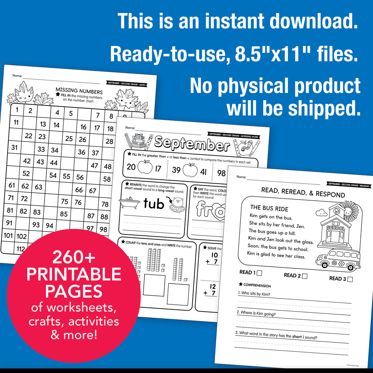 Printable Second Grade September Thematic Unit Bundle