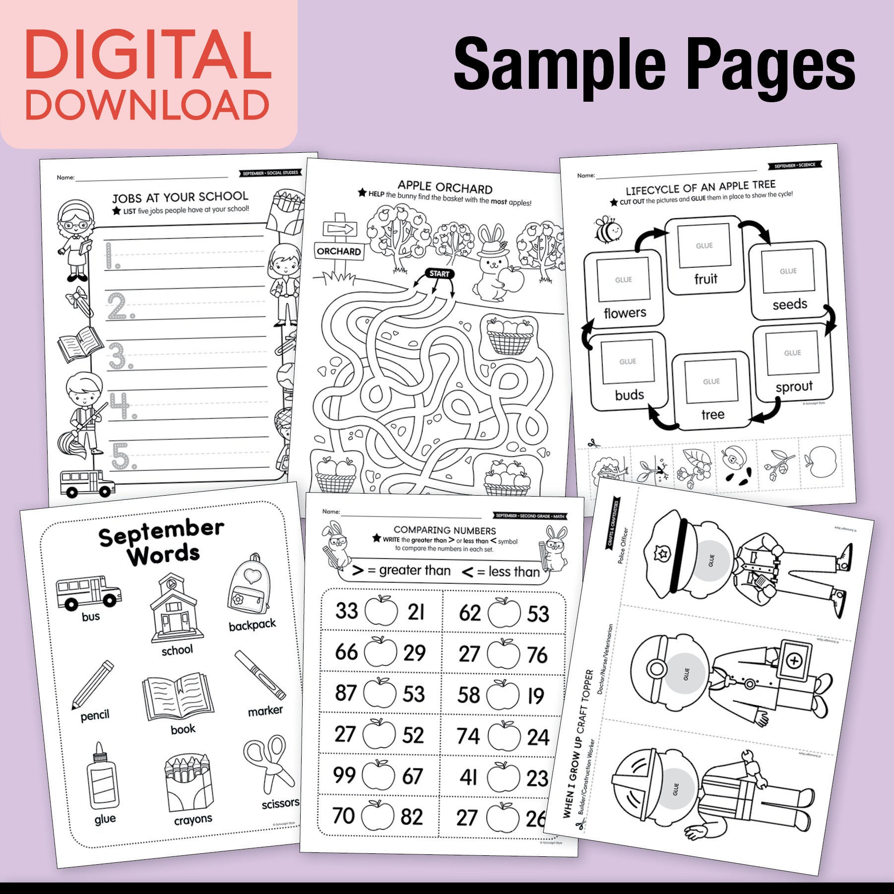 Printable Second Grade September Thematic Unit Bundle