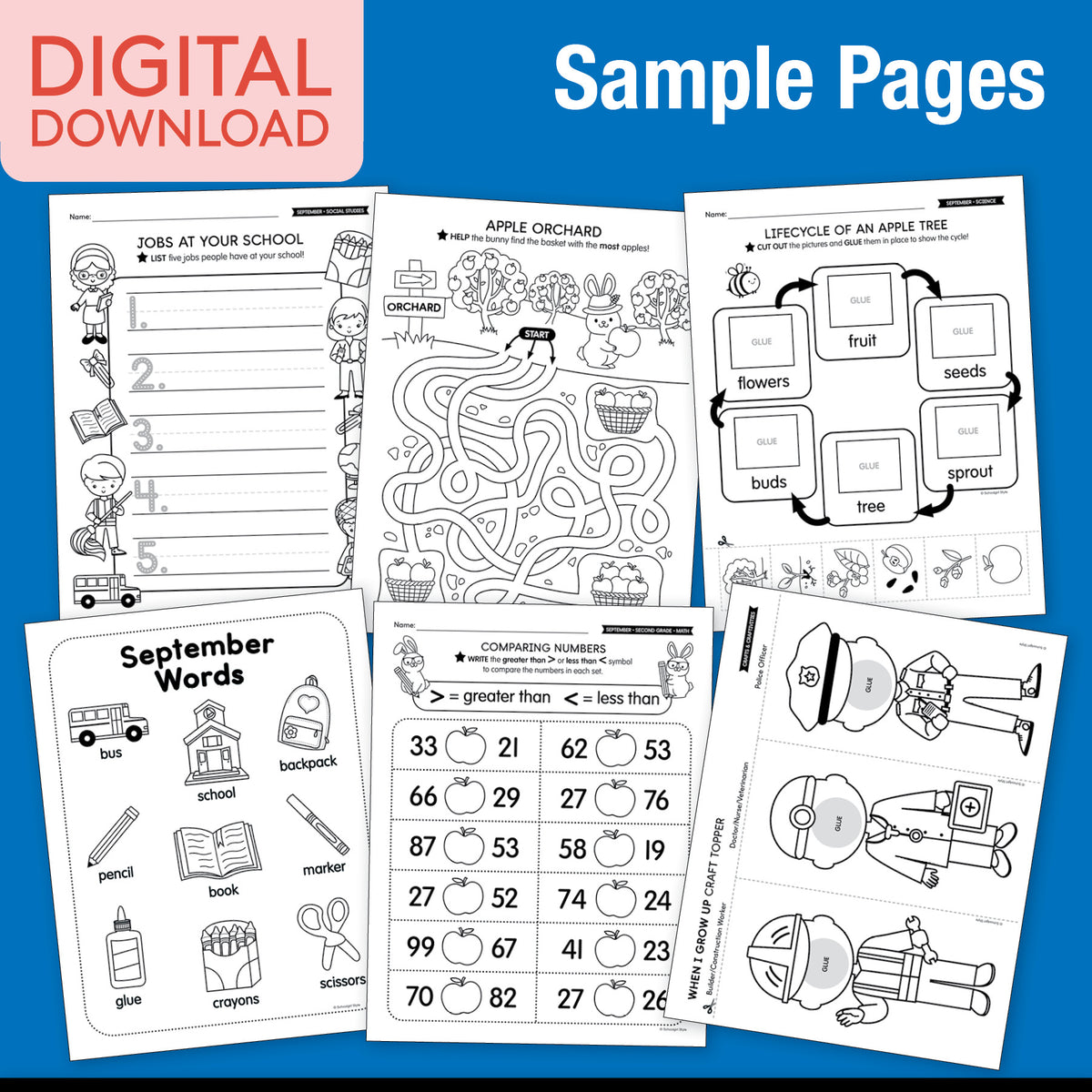 Printable Second Grade September Thematic Unit Bundle