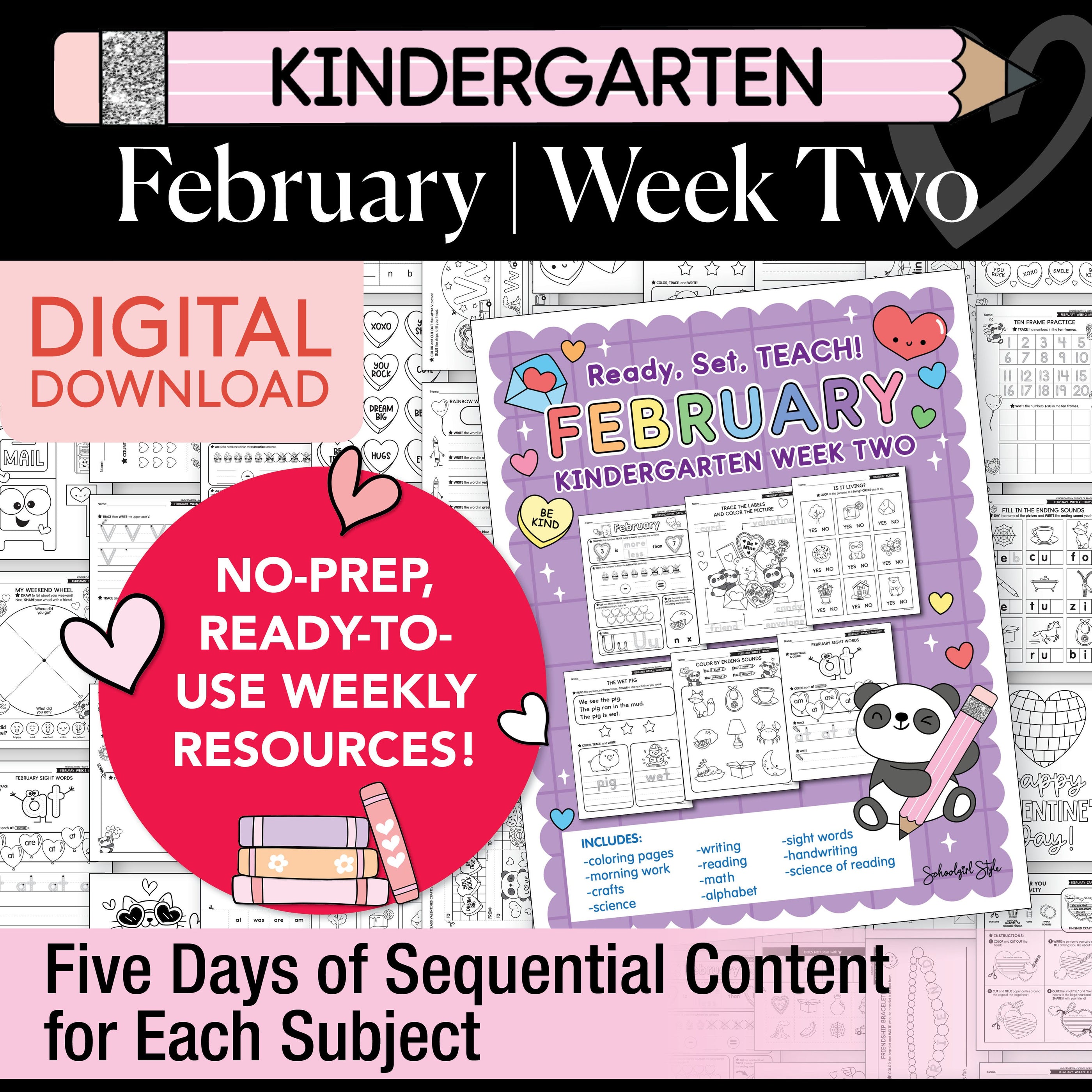 Printable Kindergarten February Week 2 Resources