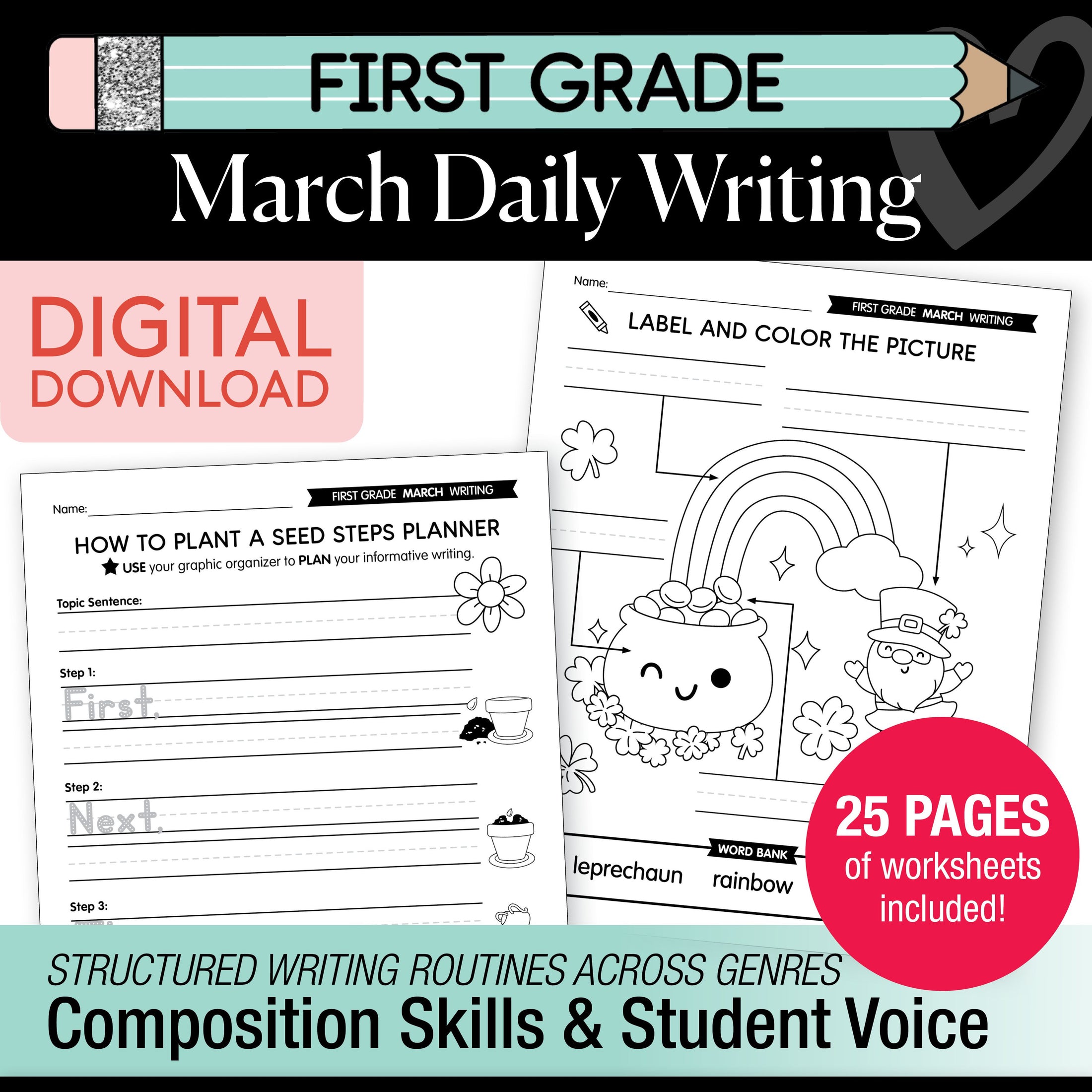 Printable First Grade March Daily Writing
