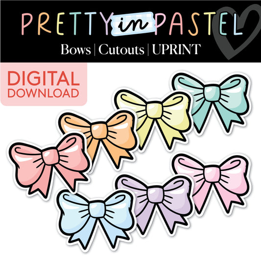 Printable Pastel Bows Bulletin Board Cutouts | Pretty in Pastel