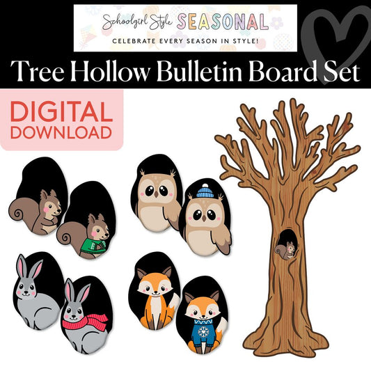 Printable Retro Tree Hollow Bulletin Board Set | 90s Teacher