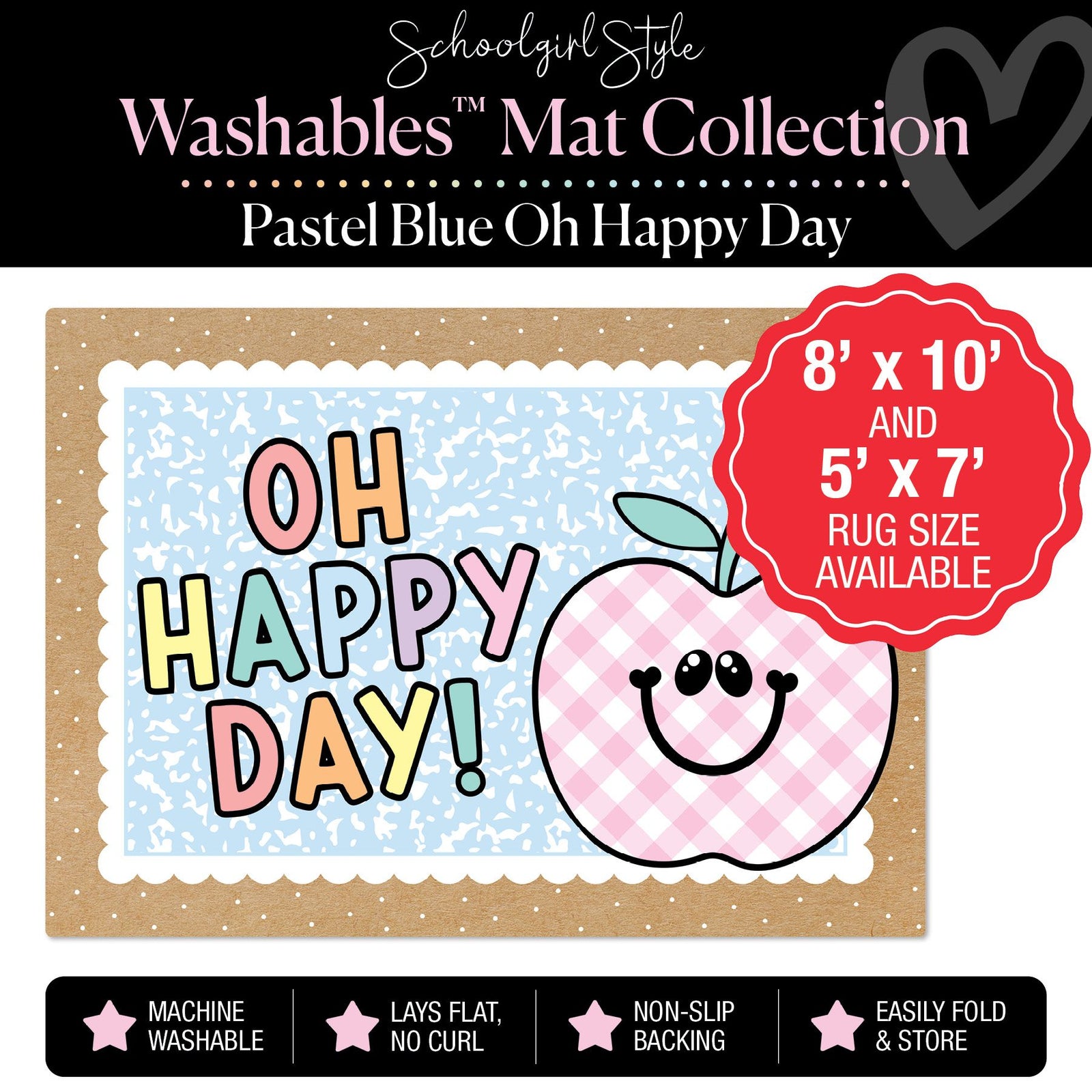 Pastel Blue Oh Happy Day Apple Classroom Mat by Schoolgirl Style