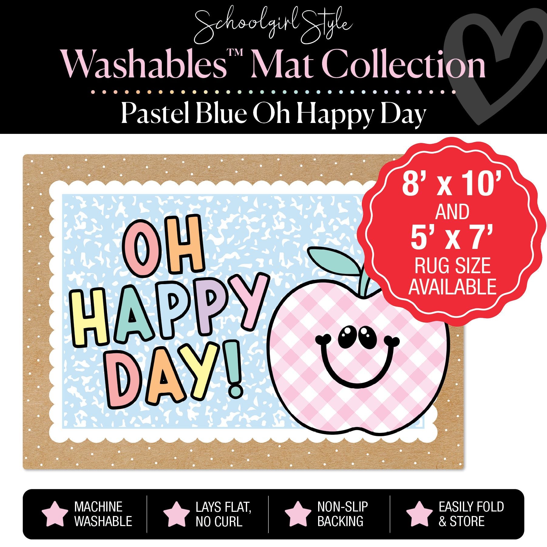 Pastel Blue Oh Happy Day Apple Classroom Mat by Schoolgirl Style